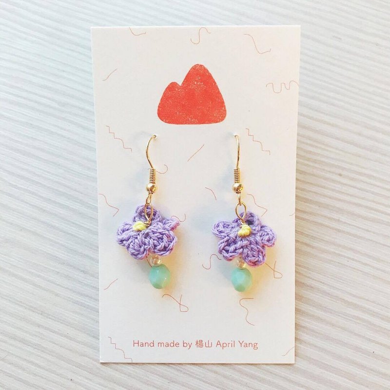 ︴紫丁香  ︴针式/夹式耳环 - 耳环/耳夹 - 棉．麻 紫色