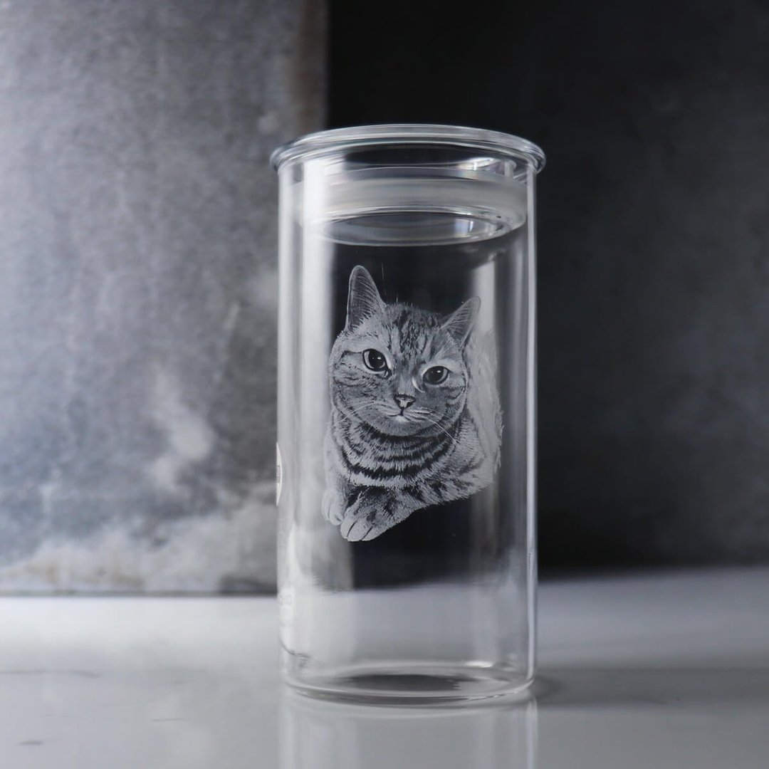 14cm【宠物骨灰罐】毛小孩在天堂明亮纯净的家 画像订做 猫咪定制 - 订制画像 - 玻璃 灰色