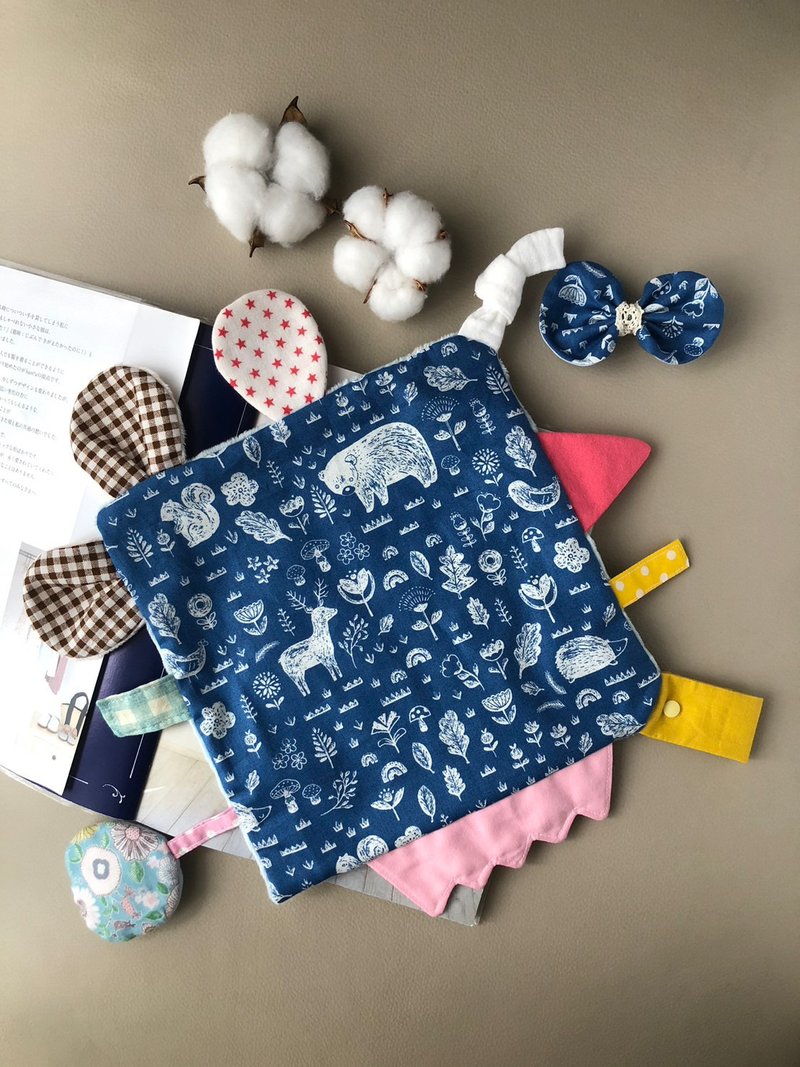 宝宝多功能安抚巾－嘿 森林咩咩  口水巾 新生礼 - 玩具/玩偶 - 棉．麻 蓝色