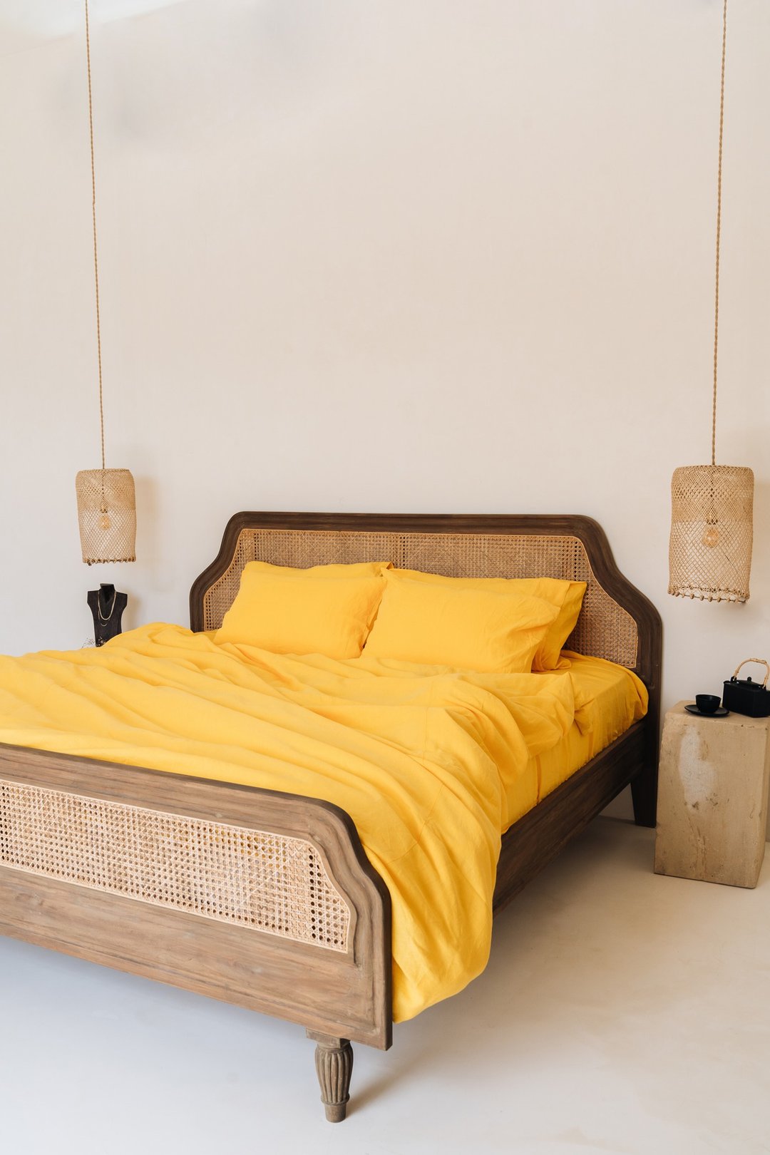 Bright yellow linen duvet cover / Softened linen / Comforter cover / Quilt cover - 寝具 - 亚麻 黄色