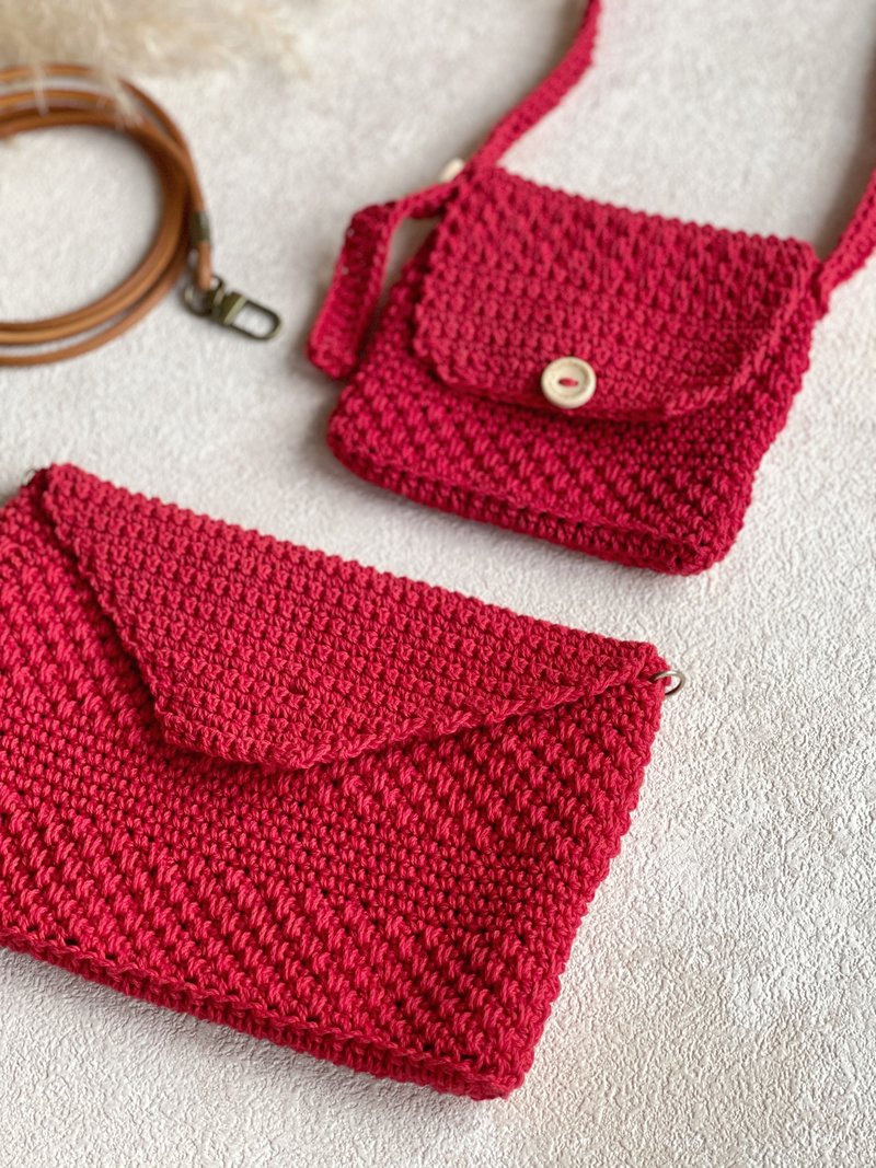 手作编织红包袋 亲子包 新年配件 手机袋 儿童侧背包 过年礼物 - 侧背包/斜挎包 - 棉．麻 