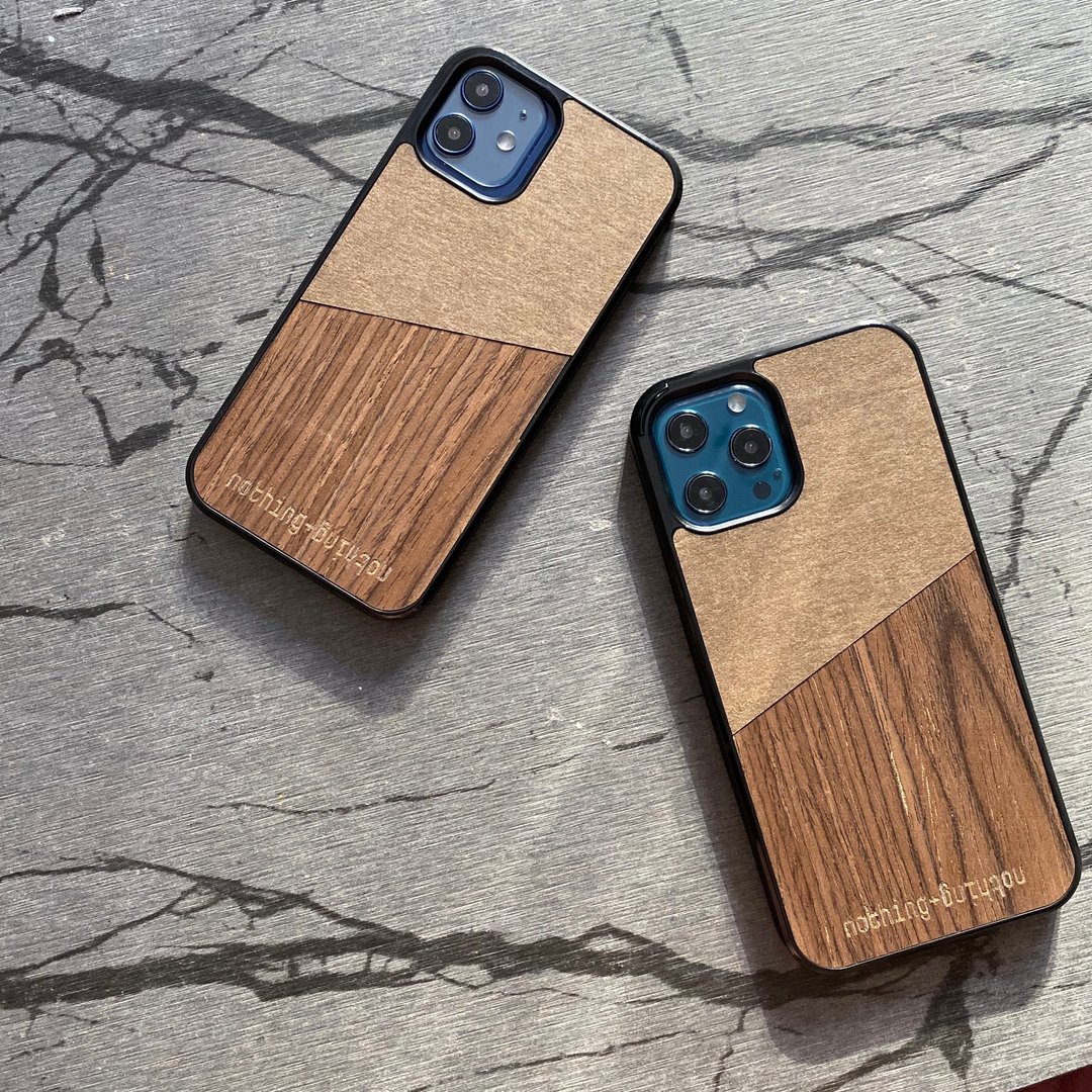 手做木制加牛皮纸 iPhone 12 mini /12 /12 Pro /12 Pro Max - 手机壳/手机套 - 木头 咖啡色