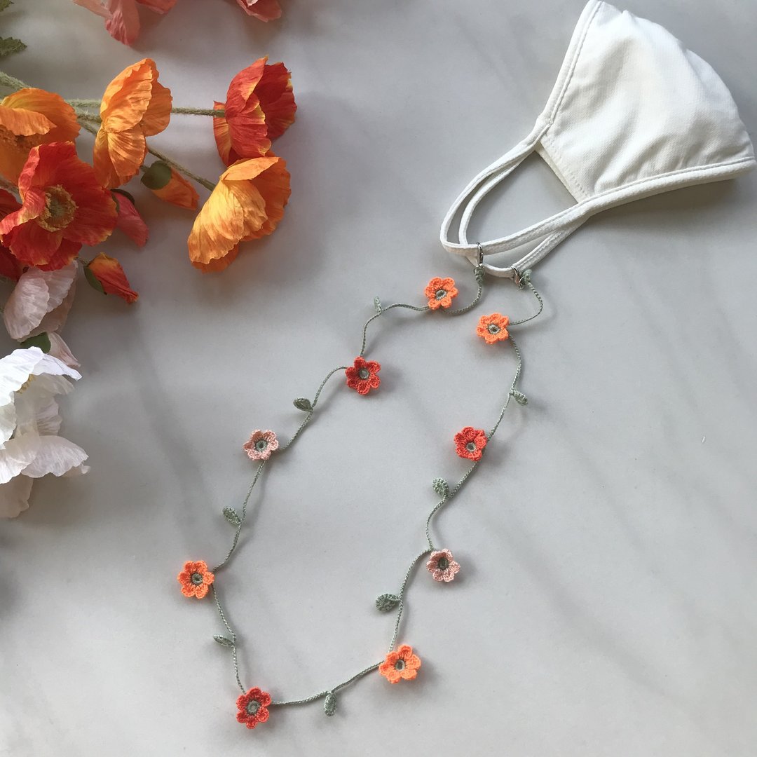禮物 口罩鍊、眼鏡鍊兩用Mask Chain &amp; Necklace POPPY crochet - 口罩 - 贵金属 多色