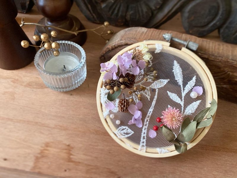 【零废小品】E02.花系捕梦网/干燥花/亦可选材料包F02. - 植栽 - 植物．花 红色