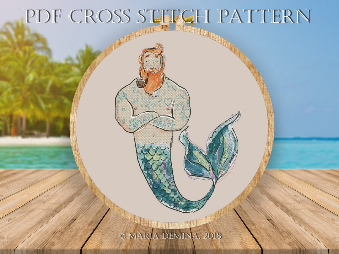 Captain Merman PDF cross stitch pattern - 手工艺教程/工具书 - 其他材质 