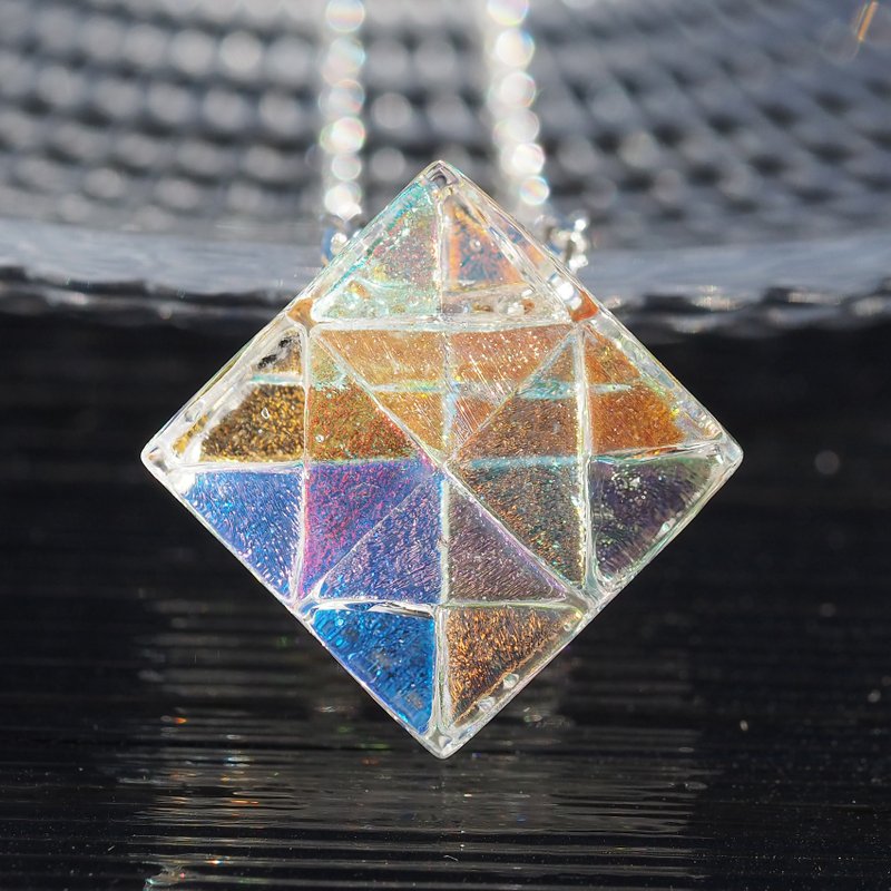 【More Premium】极光幸运玻璃项链 三角 925银 可改扩香 接单制 - 项链 - 玻璃 透明