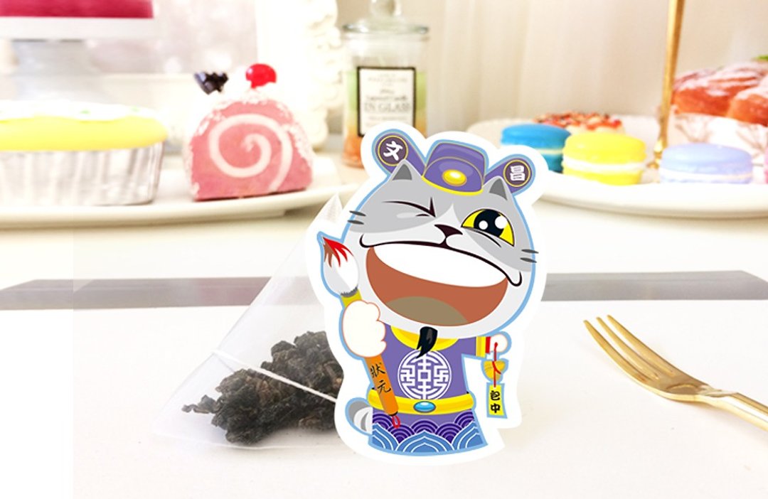 猫痴茶・喵文昌御守茶包 手工猫咪造型茶包 开运小物 - 茶 - 新鲜食材 粉红色