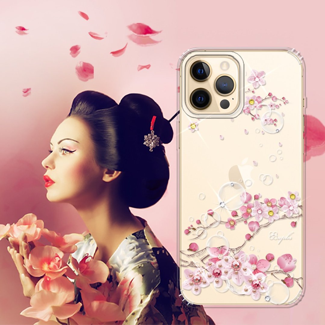 iPhone 12全系列 水晶彩钻防震双料手机壳-幻梦之樱 - 手机壳/手机套 - 其他材质 多色