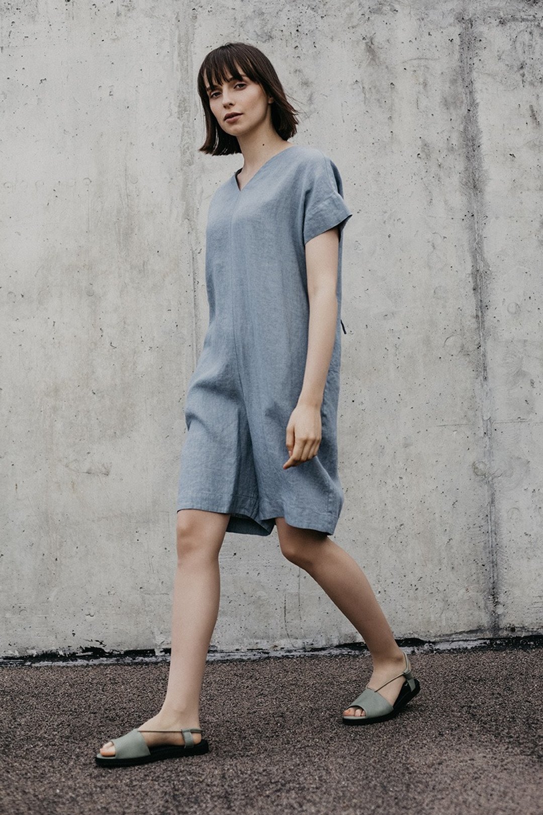Linen Jumpsuit Motumo 18K6 - 背带裤/连体裤 - 亚麻 