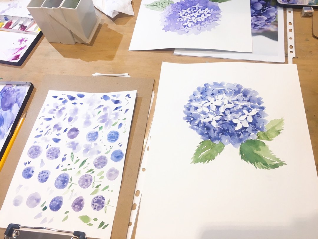 仲夏紫阳花 X 水彩渲染-Hazel的随彩画 - 插画/绘画/写字 - 纸 