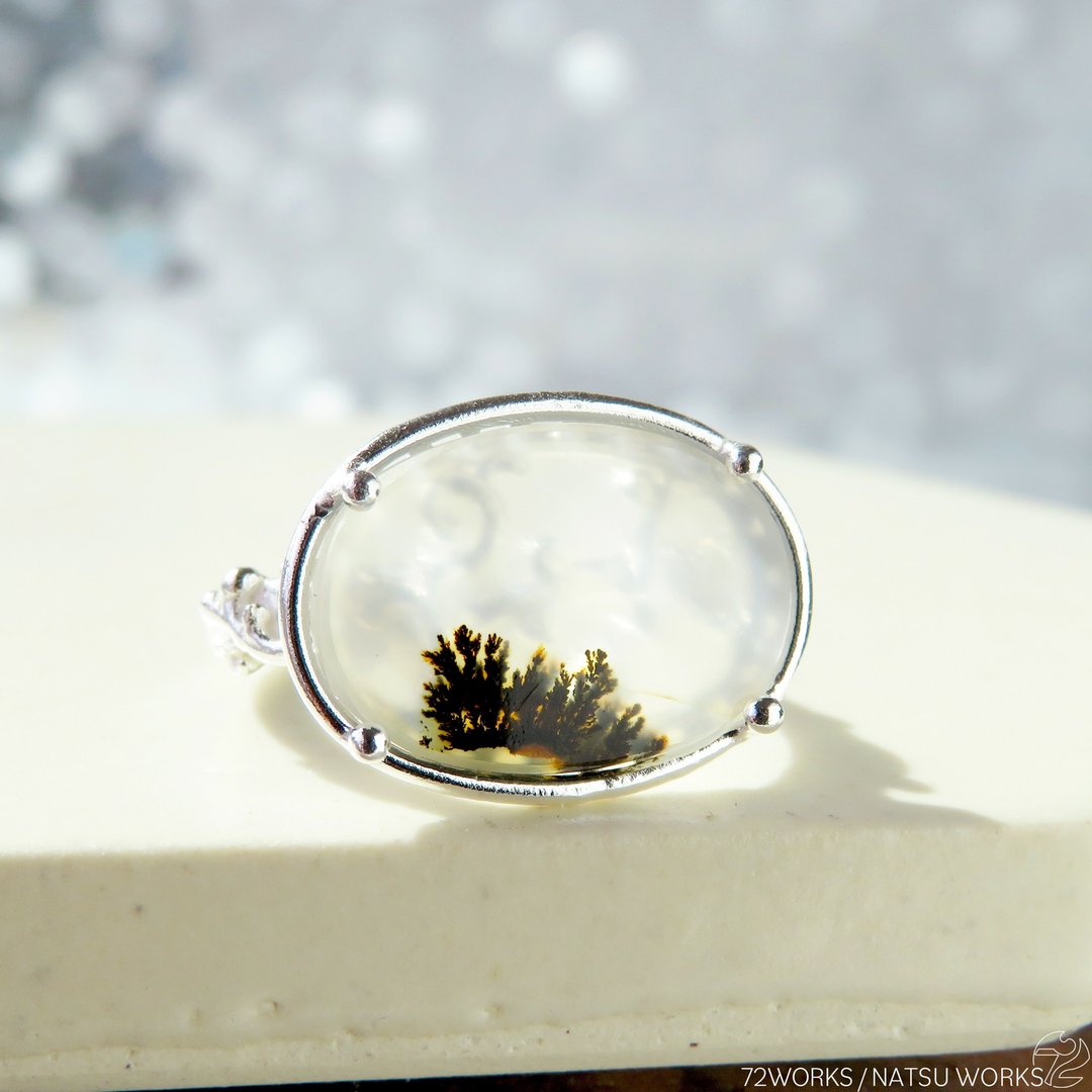 树枝状玛瑙 戒指 / Dendritic Agate Ring m7 - 戒指 - 宝石 橘色