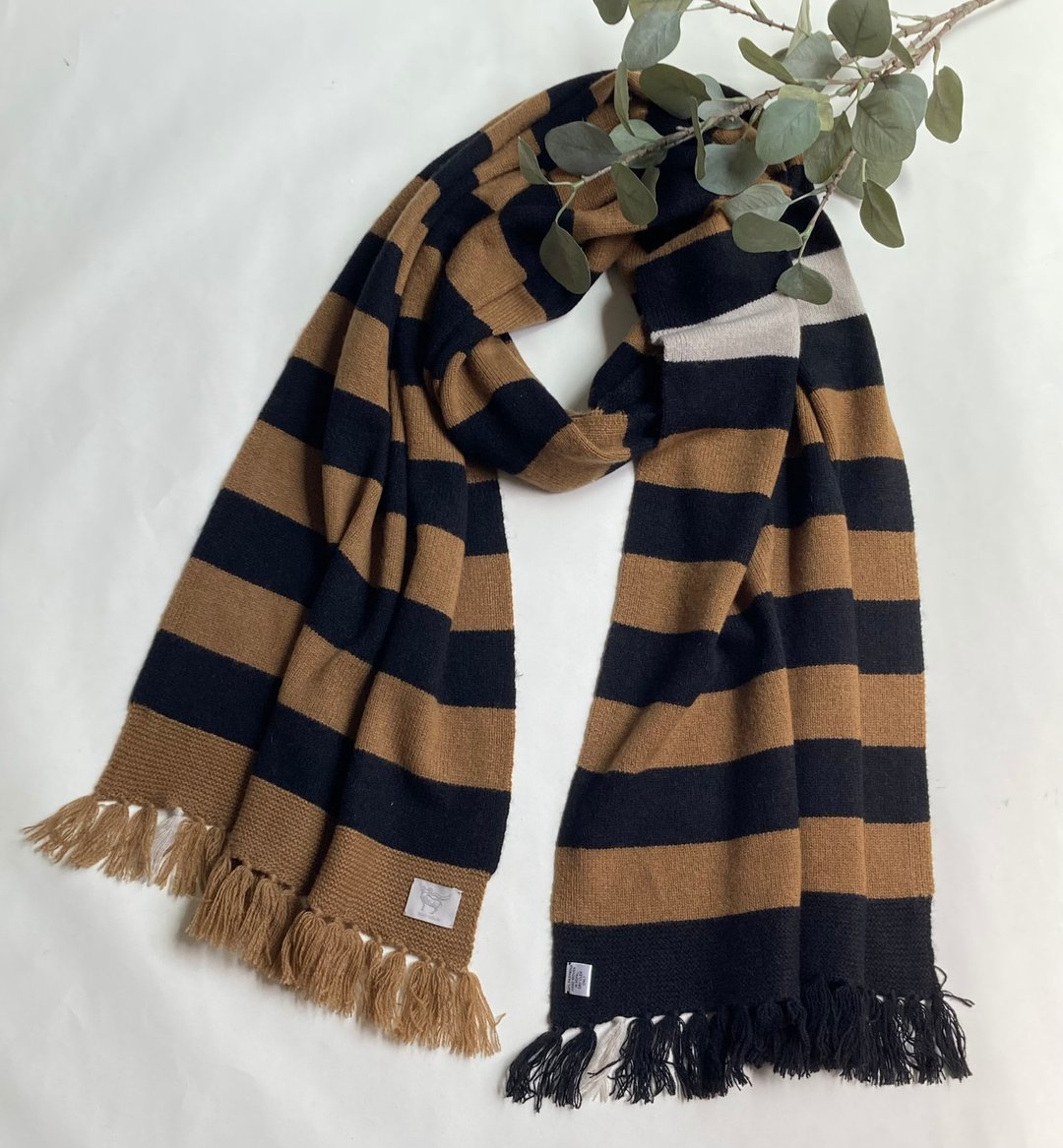 Knitted Cashmere long muffler - 丝巾 - 羊毛 咖啡色