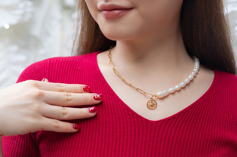 伯利恒之星系列_天然珍珠项链 - 项链 - 其他金属 金色