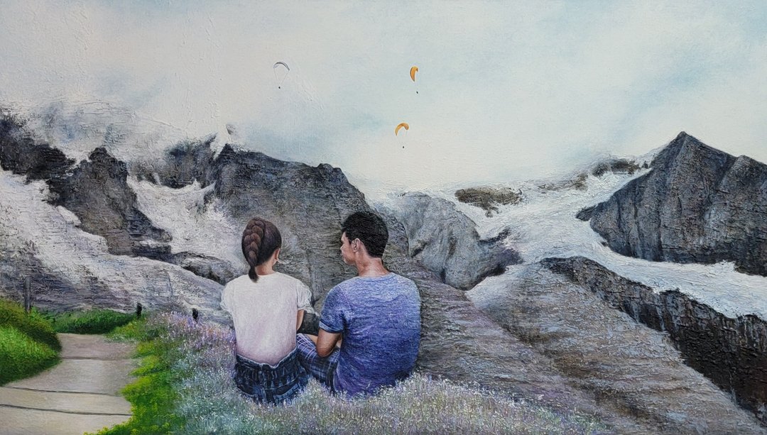 大型横幅手绘油画  梦想启程 画作不重复 定制款 独一无二 - 订制画像 - 棉 多色