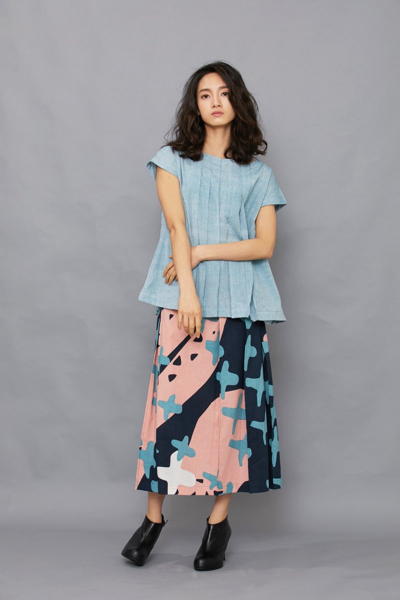 长褶裙_胭脂天空_公平贸易 - 裙子 - 棉．麻 多色