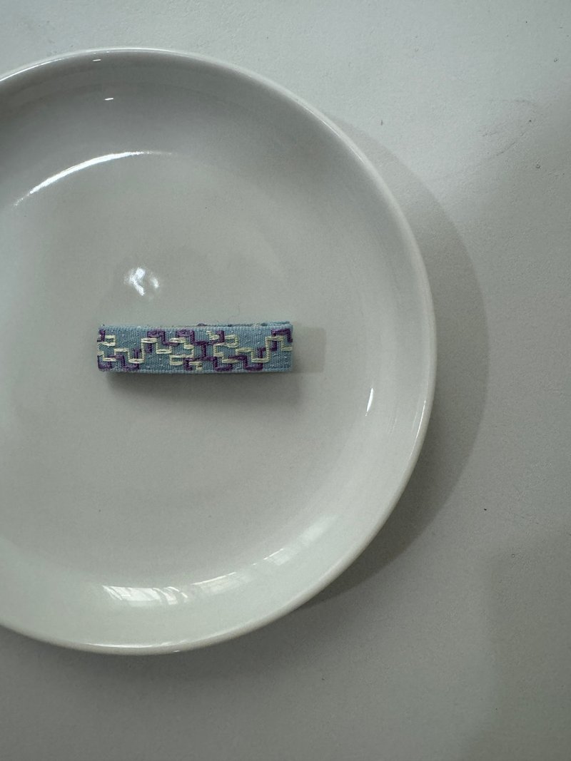 蓝色几何学包边发夹/鸭嘴夹款 - 发饰 - 聚酯纤维 多色