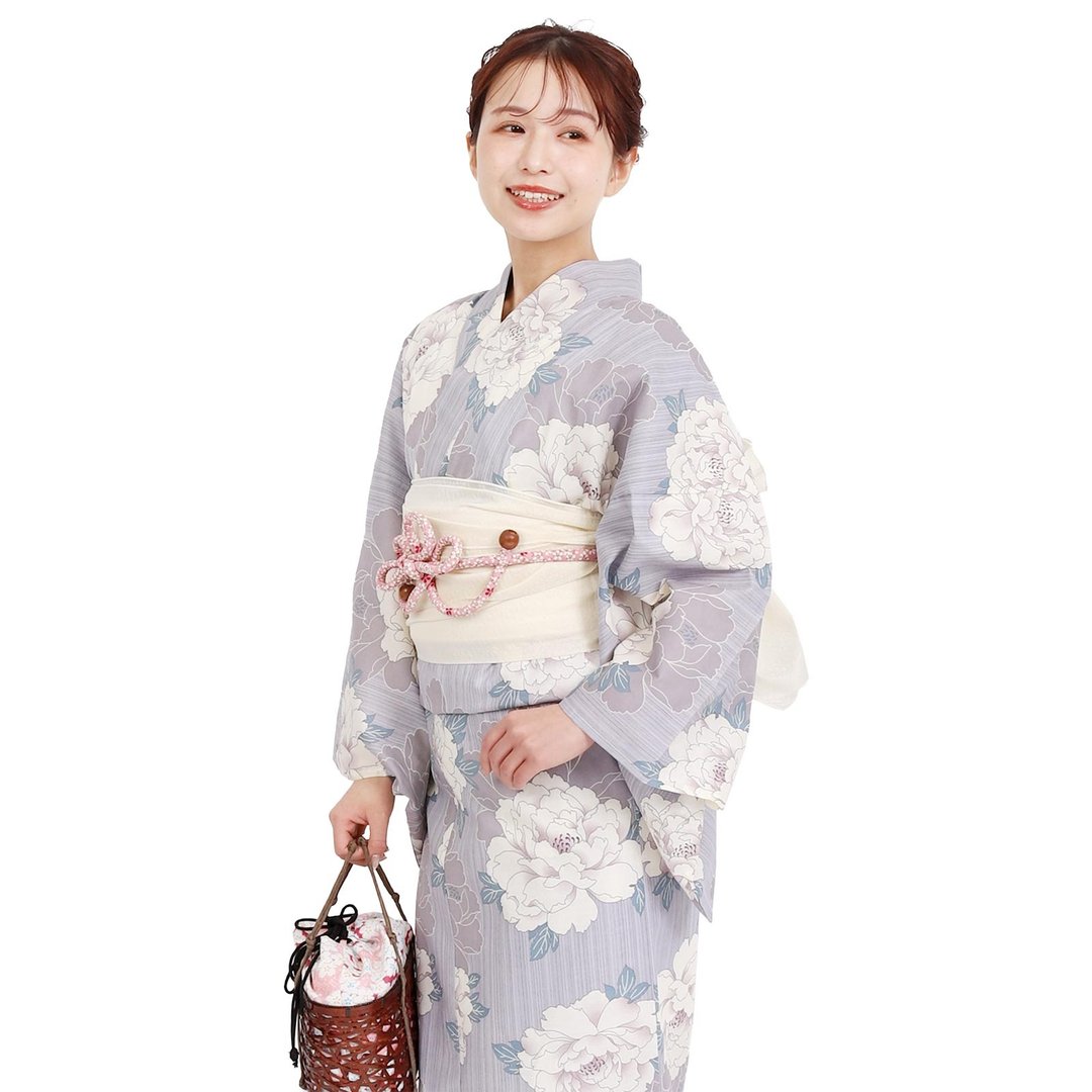 日本 和服 浴衣 女性 浴衣 腰封 2件组 S/F Size x23S/F-16 - 其他 - 棉 紫色