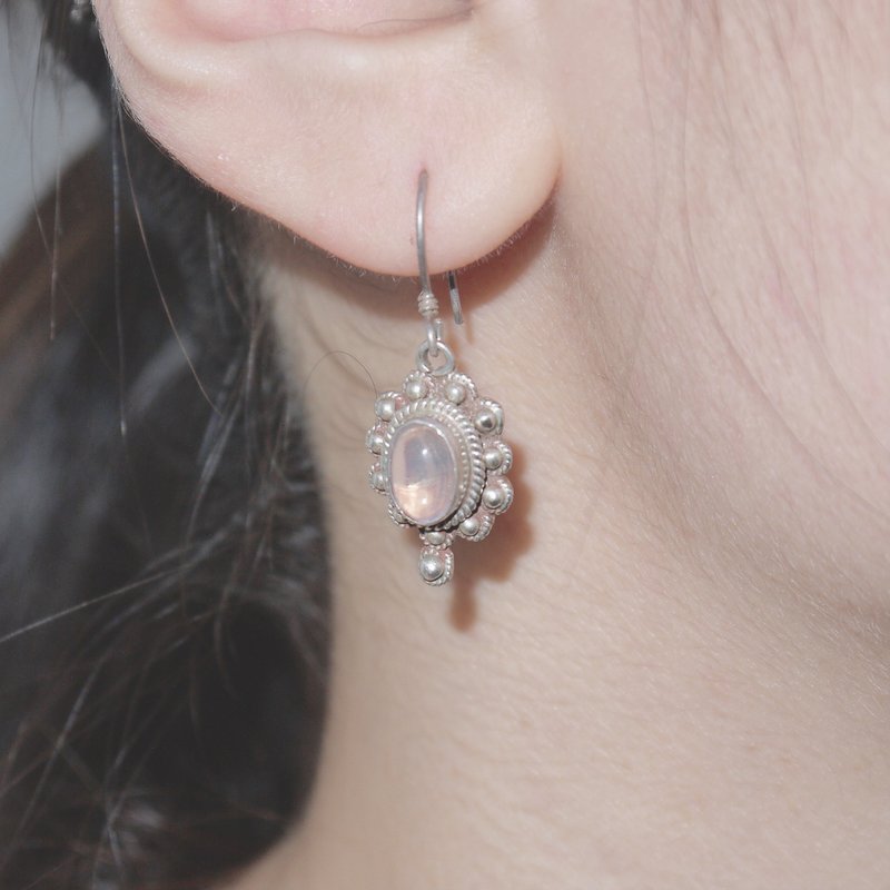 复古月光耳环 - 耳环/耳夹 - 宝石 银色