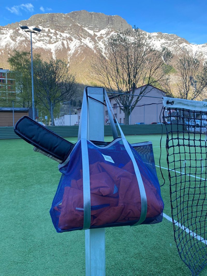 海军蓝网眼拉链包 / 健身包 / 购物袋 / 沙滩包 L尺寸 - 手提包/手提袋 - 其他材质 蓝色