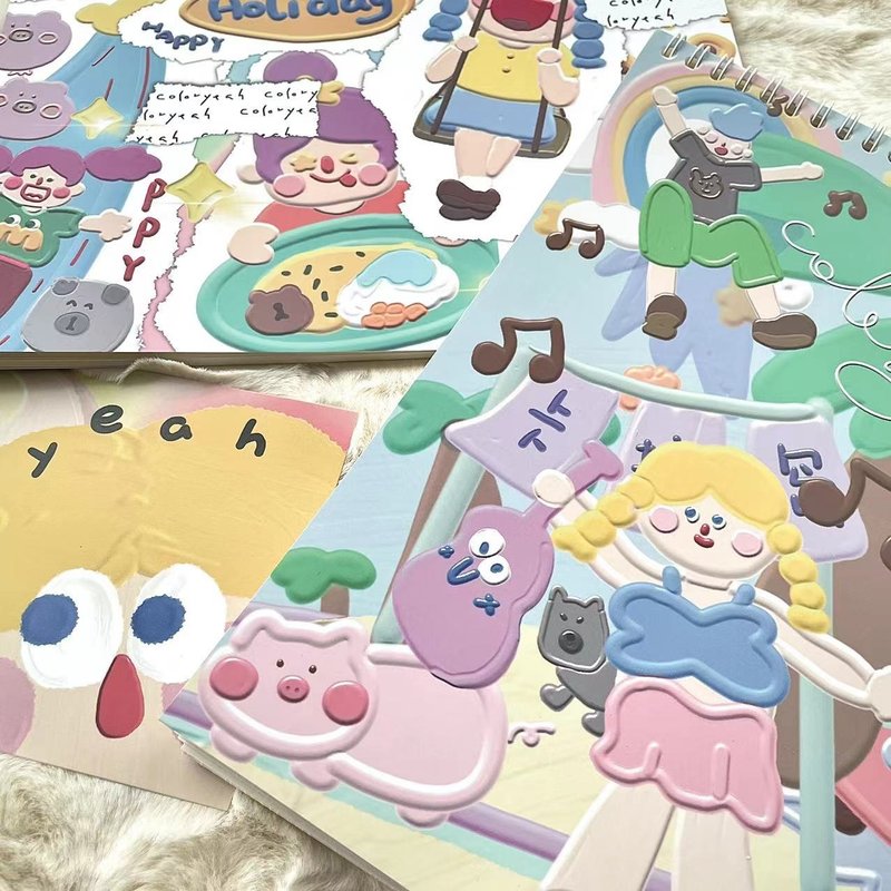 【coloryeah】离型纸本b540页 手帐 胶带 可爱卡通 贴纸 - 贴纸 - 其他材质 多色