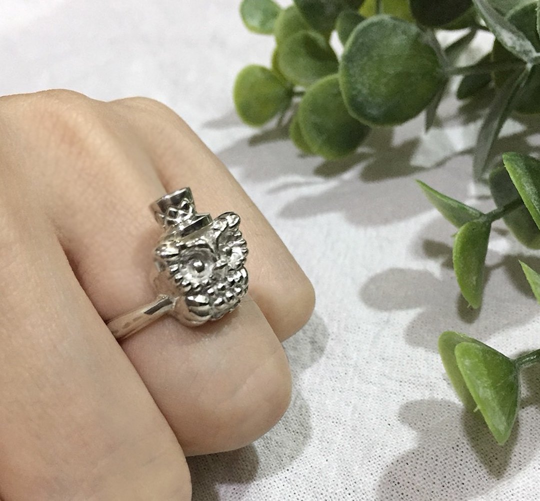 童趣魔术帽的猫头鹰  银戒指 - 戒指 - 纯银 银色
