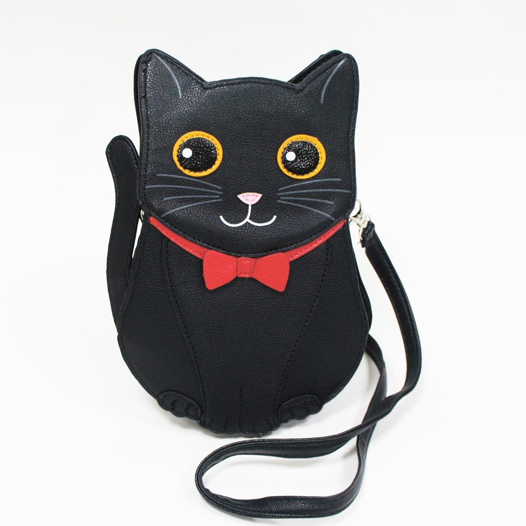 红领结黑猫童趣造型斜背包  现货贩售 - 酷乐村 - 侧背包/斜挎包 - 人造皮革 黑色
