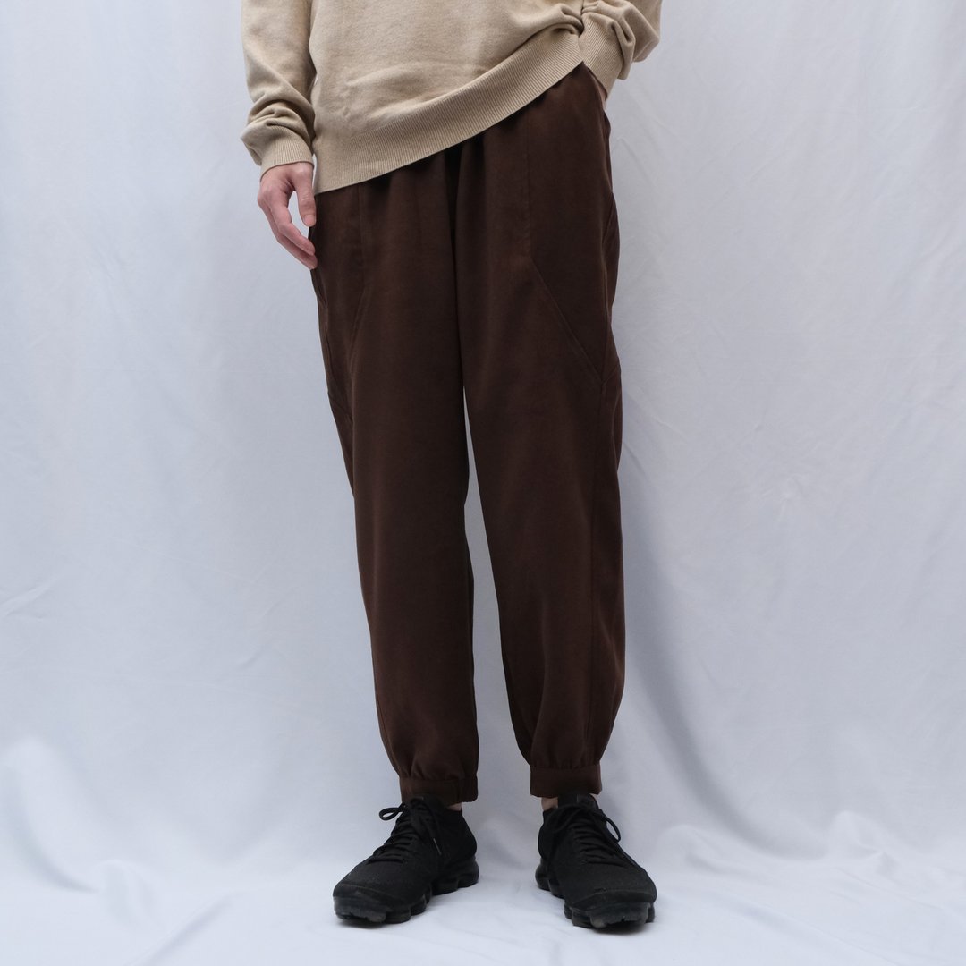 KAIKAI - Faded - 宽松剪裁磨毛束脚长裤 - 咖啡色 - 男士长裤 - 聚酯纤维 咖啡色