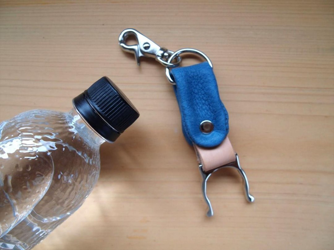 Pig leather * PET bottle holder * Blue * Leather - 其他 - 真皮 卡其色