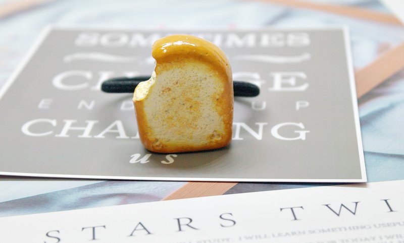 <仿真黏土发饰> => 咬一口全麦吐司－发束系列－#俏皮 #Hair band - 发饰 - 粘土 橘色