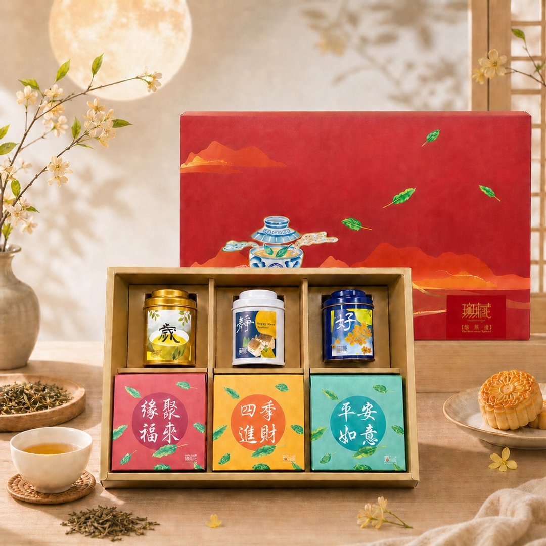 Q1/Q2【无藏】中秋公益经典茶叶+茶食礼盒(3茶+3茶食) - 零食/点心 - 新鲜食材 多色