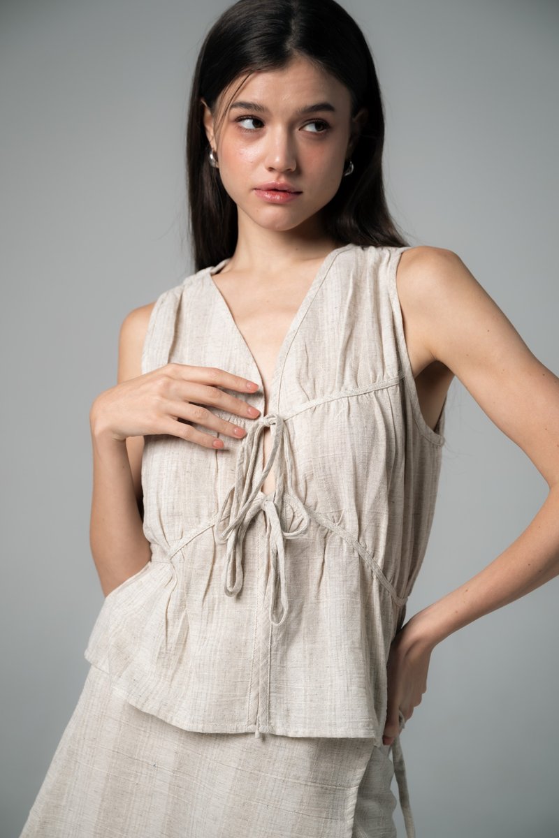 Julia 背心，天然棉质颜色 - 女装上衣 - 棉．麻 