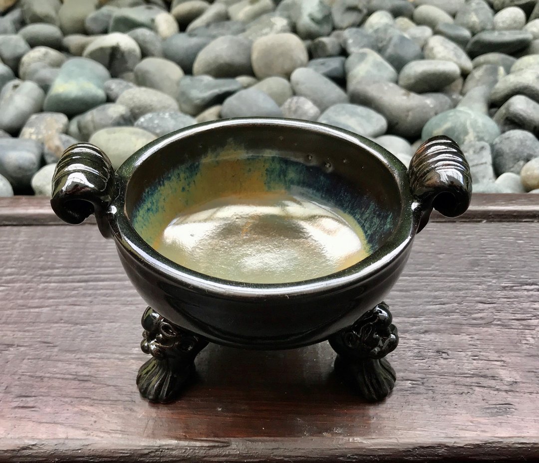 墨绿釉彩鼎陶器 招财进宝 烛台 居家摆件 仿古迷你古鼎 艺术品 - 摆饰 - 陶 多色
