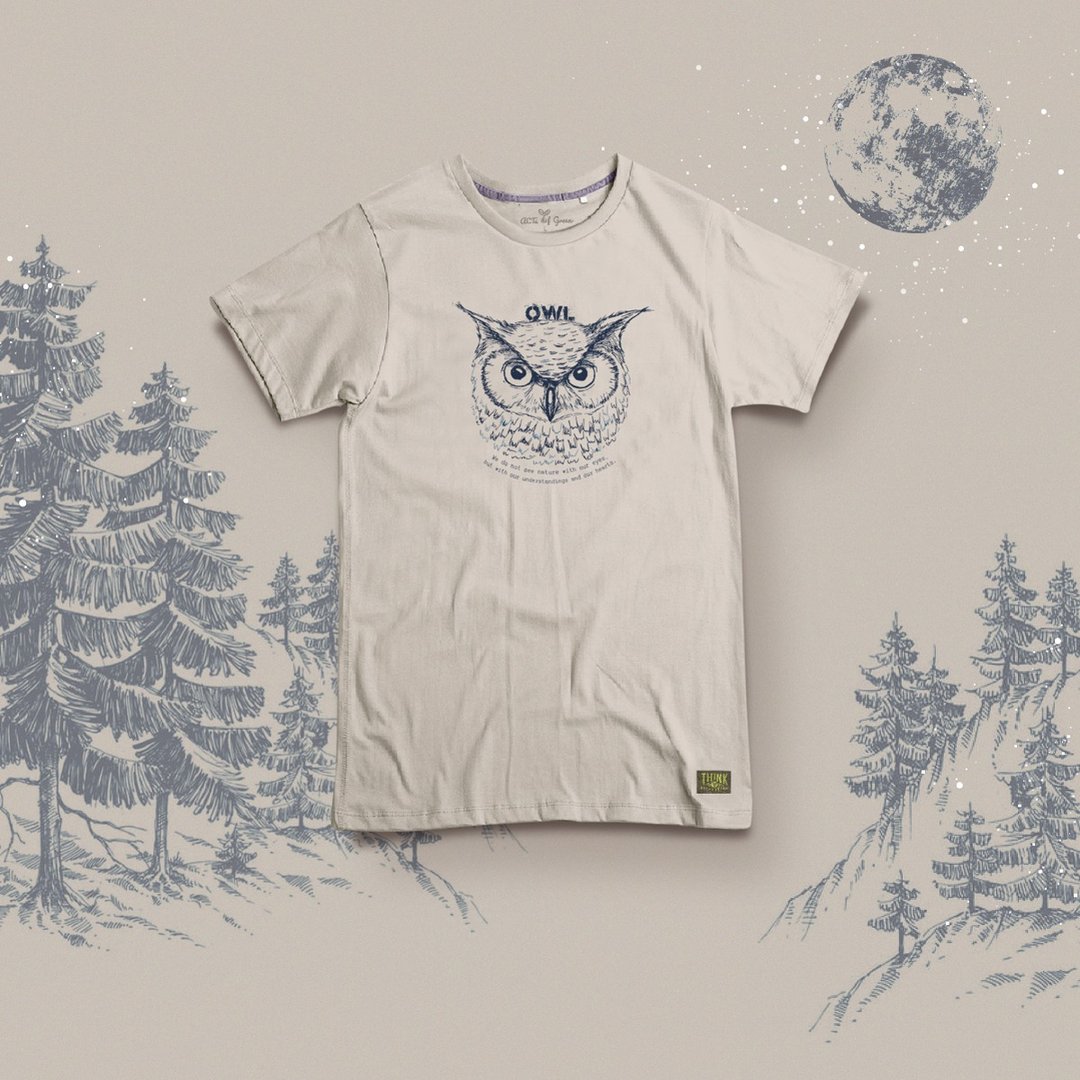 Think Unisex Adult T-shirt - Owl | 2 Colours - 男装上衣/T 恤 - 棉．麻 多色