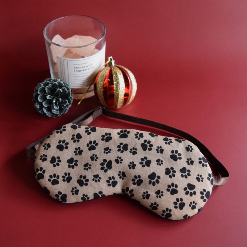 日本眼罩 肉球脚印 | Brown | 眼罩 | 有附收纳袋 - 眼罩 - 棉．麻 咖啡色