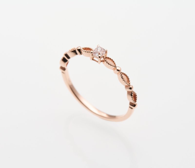 14K玫瑰金彩钻戒指 - 戒指 - 玫瑰金 