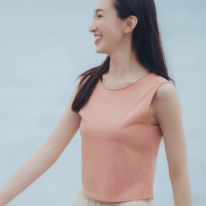 【MACACA】日匀罩衫 - AIA1545 砖粉 - 女装运动衣 - 棉．麻 粉红色