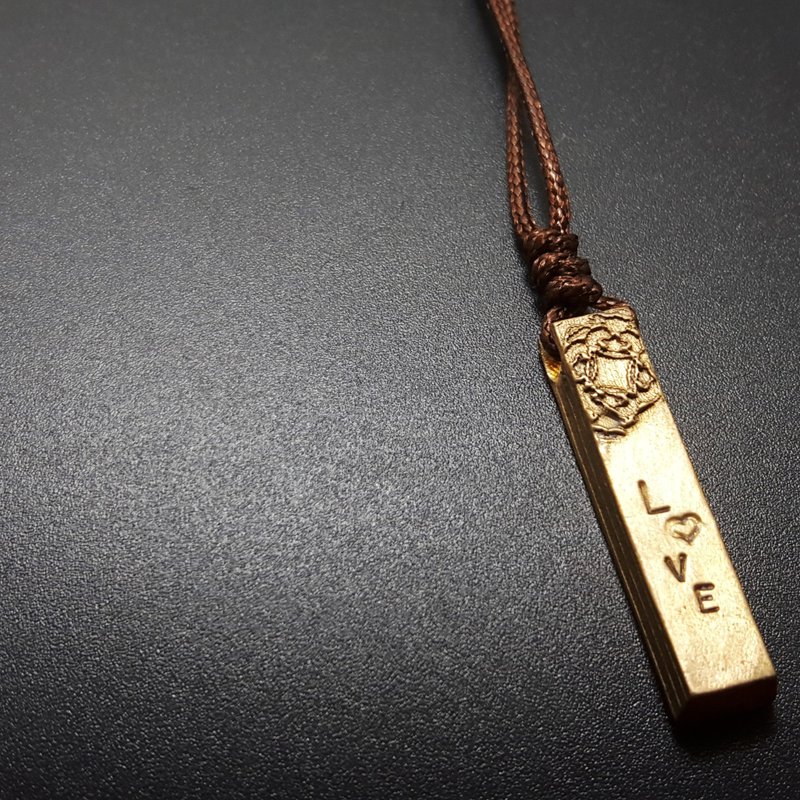 B2款-纯铜复古项链-御匠专属敲饰-定制敲字-手工DIY - 项链 - 铜/黄铜 金色