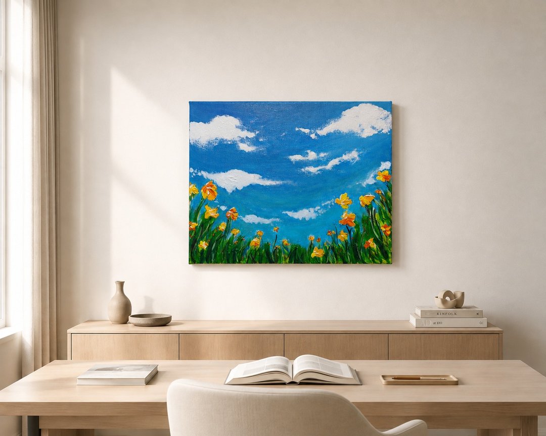 【随风跳舞】花卉风景挂画 -30×25 手绘压克力原作 - 摆饰 - 棉 