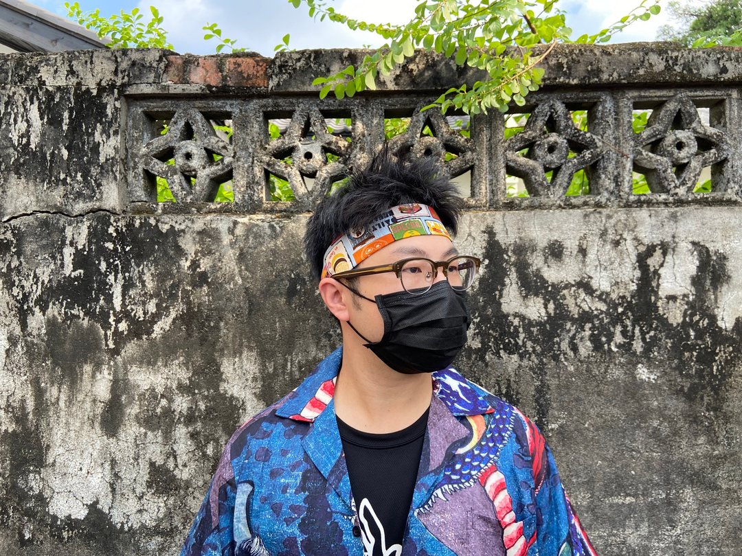 男生头带 / 一片式发带 / 浅蓝美式快餐车 - 发带/发箍 - 棉．麻 多色