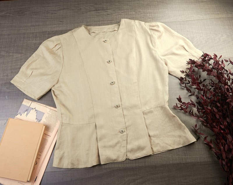 复古米色上衣| 尺寸M | 女士复古服装 - 女装衬衫 - 其他材质 卡其色