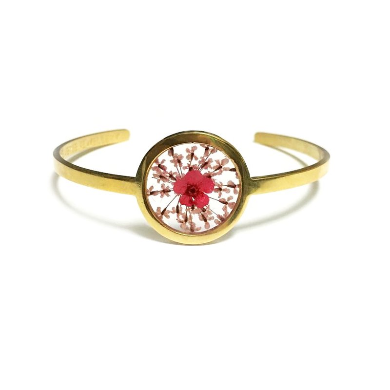 金色不锈钢透明押花手镯 - 手链/手环 - 其他金属 金色