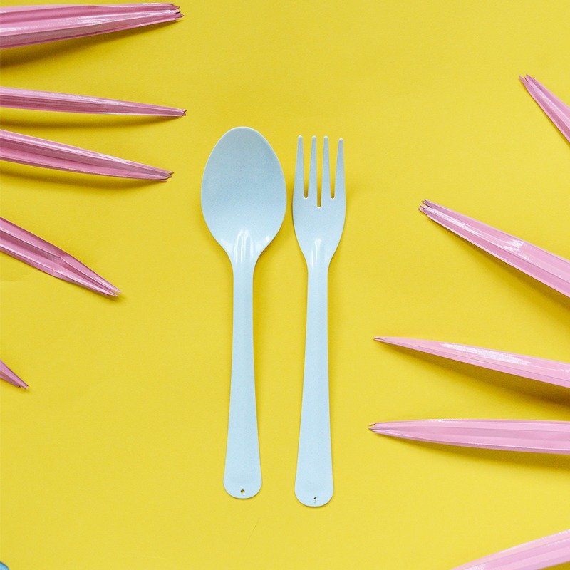 繽紛派對叉匙組-淡藍色 - 餐刀/叉/匙组合 - 珐琅 蓝色