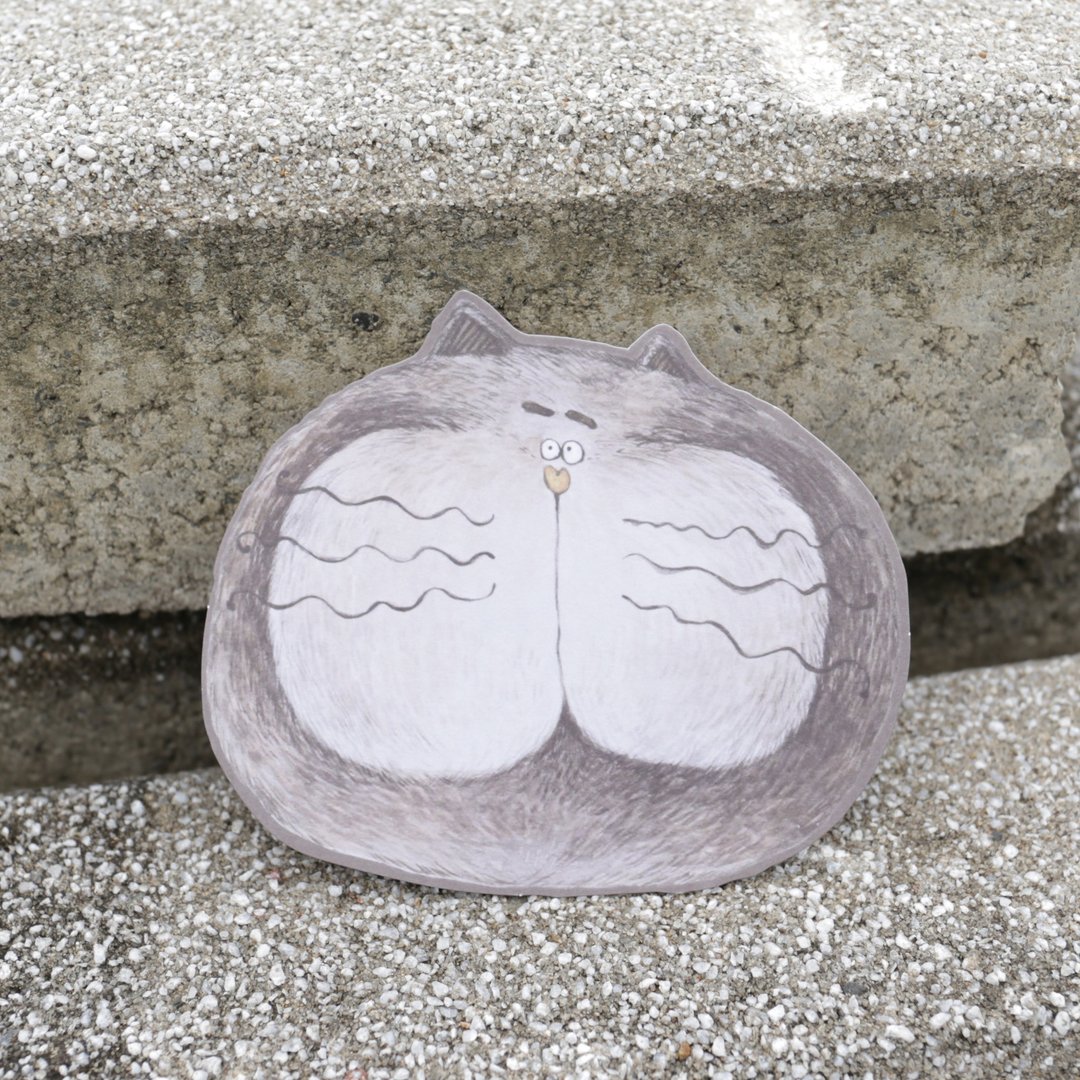 吉普猫 一笑百虑忘 明信片/卡片  附信封 - 卡片/明信片 - 纸 灰色