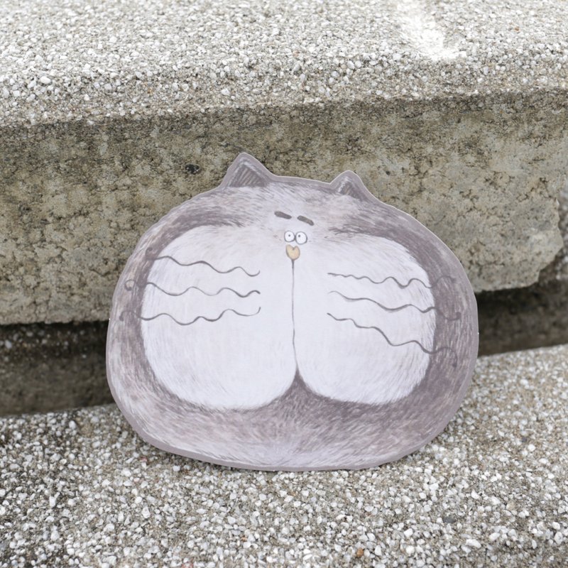 吉普猫 一笑百虑忘 明信片/卡片  附信封 - 卡片/明信片 - 纸 灰色