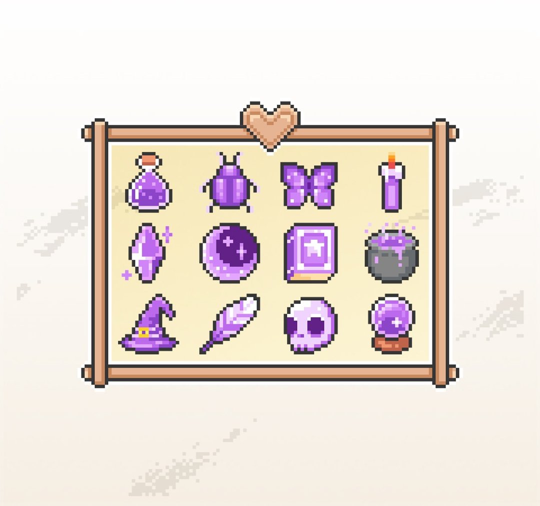 Twitch订阅者徽章及小奇点徽章/像素游戏风/魔女物品 - Logo 设计/图案设计 - 其他材质 