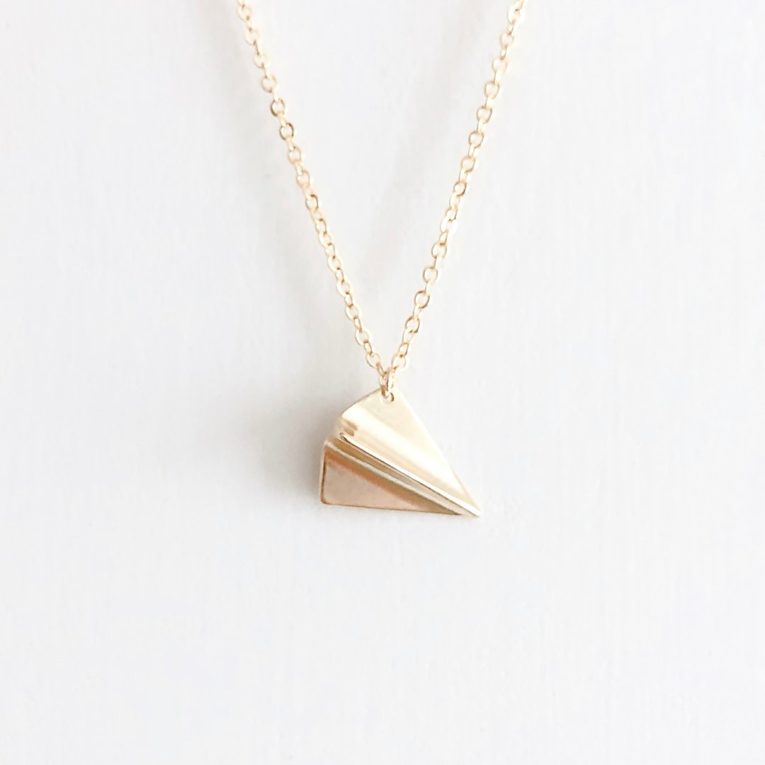 金飞机。纸飞机 项链 Golden。Paper Airplane Necklace - 项链 - 其他金属 金色