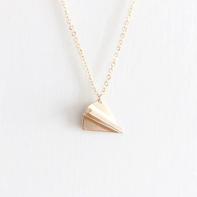 金飞机。纸飞机 项链 Golden。Paper Airplane Necklace - 项链 - 其他金属 金色