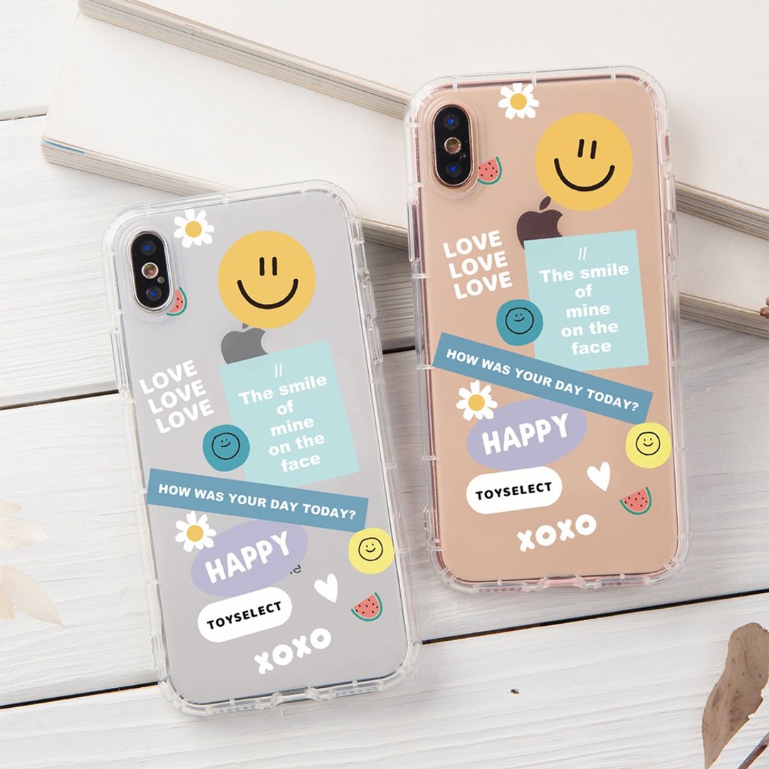 拼贴 Smilie微笑淡彩拼贴透明防摔iPhone手机壳 Phone Case - 手机壳/手机套 - 塑料 透明