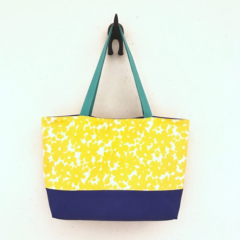托特包-黄色花海-日本棉布 - 侧背包/斜挎包 - 棉．麻 黄色