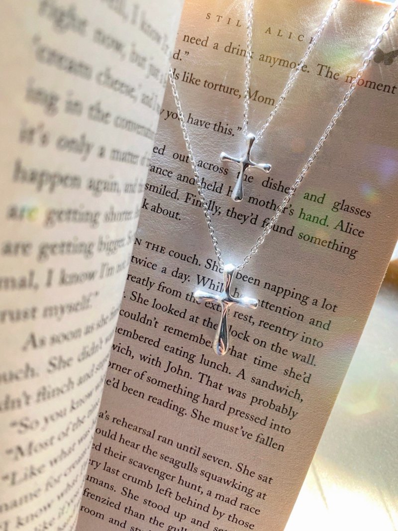 925纯银 简约 造型十字架 cross tiffany款 情侣对链 - 项链 - 纯银 银色